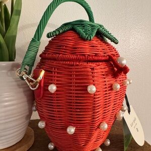 Pearl Embellished Strawberry Basket Bucket Bag kate spade new york x Target Red